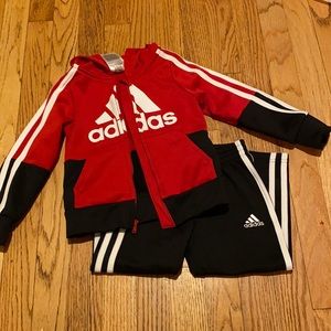 Adidas Track Suit for Toddlers. black & red